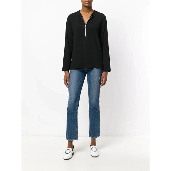 Stella McCartney NWT Black‎ Arlesa Quarter Zip Blouse Size 40 - Picture 1 of 9
